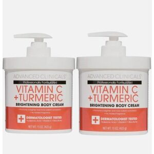 2PACK PADVANCED CLINICALS ~ VITAMIN C + TURMERIC Brightening FACE BODY & CREAM